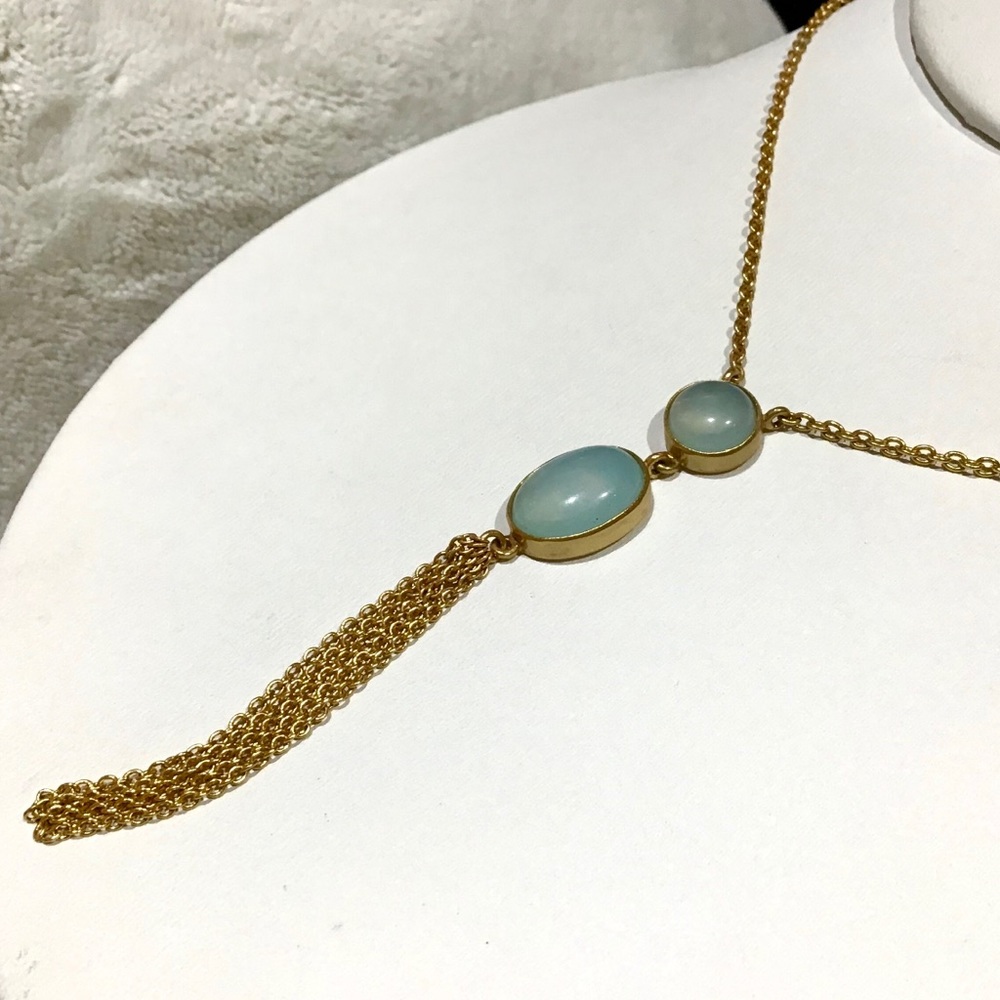 🌺Long Gold and Blue Tassel Necklace - Picture 4 of 8